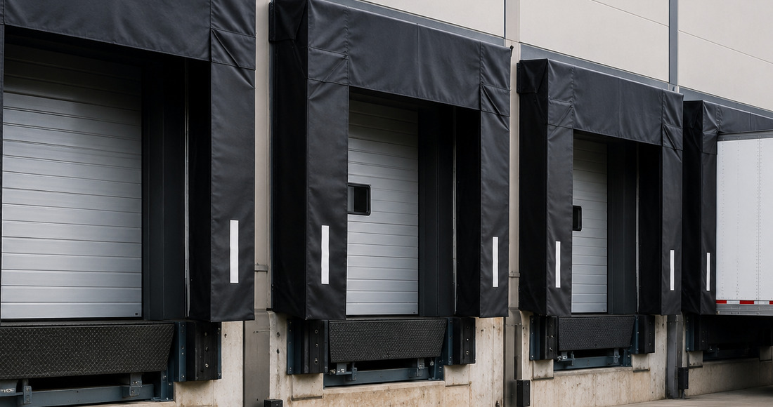 Dock seal installed around a commercial loading dock opening