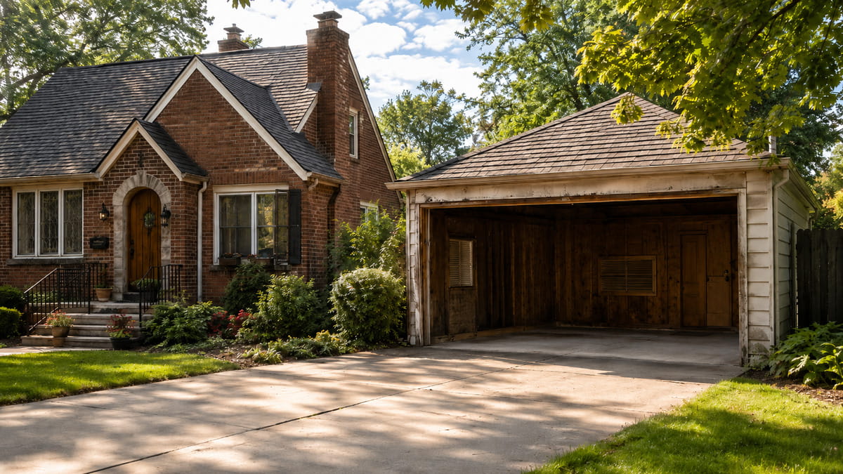Preparing for garage door installation on older home.